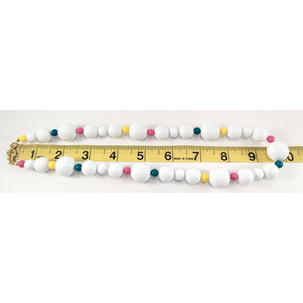 White, Teal, Pink and Yellow Vintage Beads - Picture 8 of 8